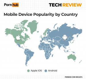 Porno-Weltkarte: Wo Apple und wo Android regieren (Foto: pornhub.com/insights)