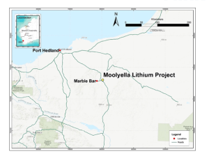 Location Map (above) of the Moolyella Licence in Western Australia