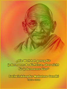 Mahatma Gandhi mit berühmtem Zitat (Bildmontage: ÖVR)