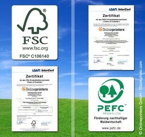FSC et PEFC Labels onlineprinters.fr